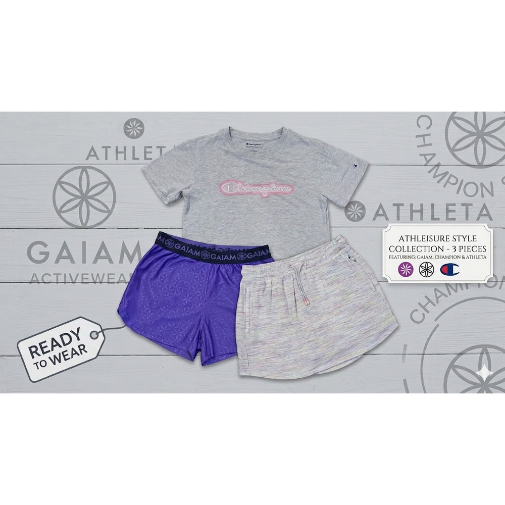 Girls Summer Athletic Set Size L 10-12 | Athleta Skort, T-Shirt Dress, Shorts